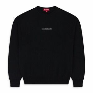 Supreme "F*ck Everybody" Embroidery Knitted Black Crewneck Sweater Mens Large